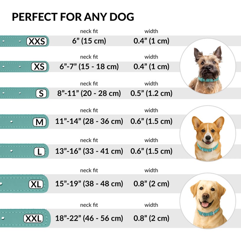 CollarDirect Rolled Leather Dog Collar, Soft Padded Round Puppy Collar, Handmade Genuine Leather Collar Dog Small Large Cat Collars 13 Colors (6-7 Inch, Mint Green Textured) - Image 4